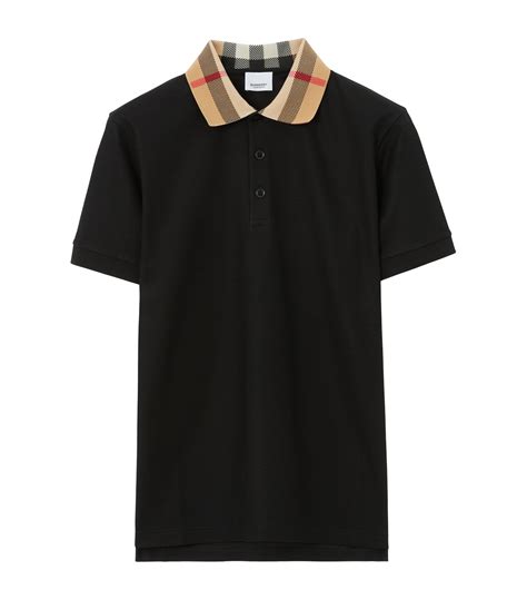 burberry holes shirt|Check Collar Cotton Polo Shirt in Black .